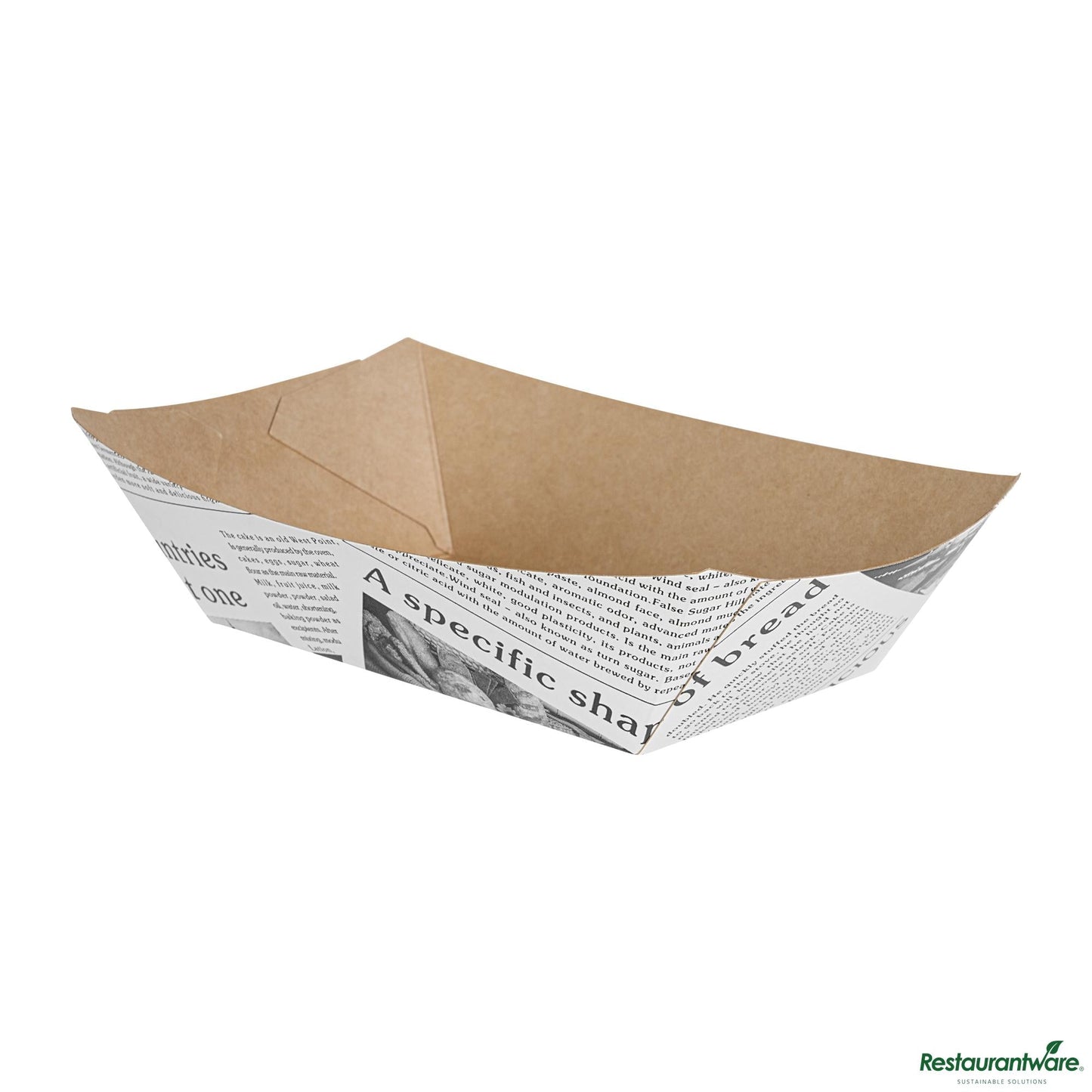 Wholesale Restaurantware Bio Tek 1/2 Lb Newsprint Paper #50 Boat - 4 1/4" X 2 3/4" X 1 1/2"- Bulk