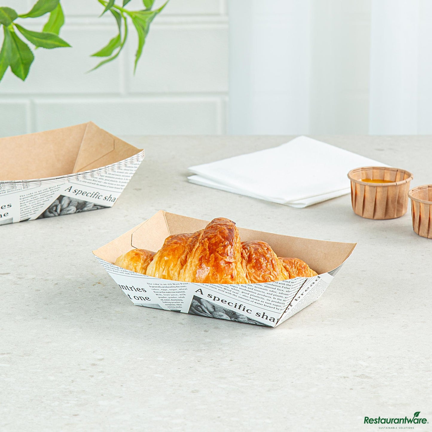 Wholesale Restaurantware Bio Tek 1/2 Lb Newsprint Paper #50 Boat - 4 1/4" X 2 3/4" X 1 1/2"- Bulk