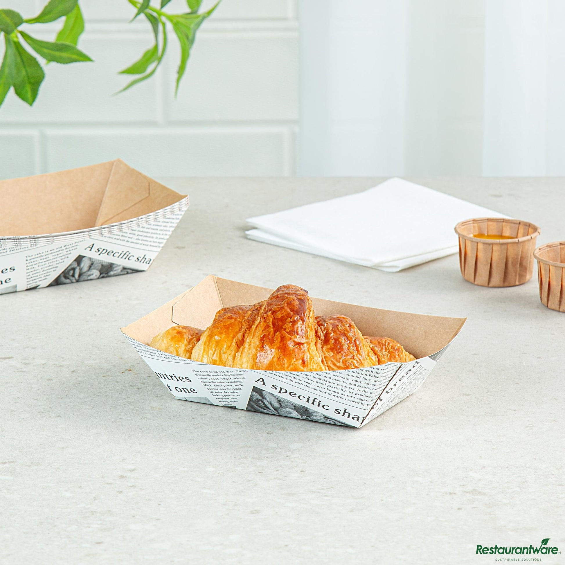 Wholesale Restaurantware Bio Tek 1/2 Lb Newsprint Paper #50 Boat - 4 1/4" X 2 3/4" X 1 1/2"- Bulk