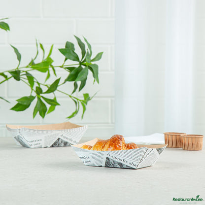 Wholesale Restaurantware Bio Tek 1/2 Lb Newsprint Paper #50 Boat - 4 1/4" X 2 3/4" X 1 1/2"- Bulk