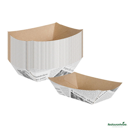 Wholesale Restaurantware Bio Tek 1/2 Lb Newsprint Paper #50 Boat - 4 1/4" X 2 3/4" X 1 1/2"- Bulk