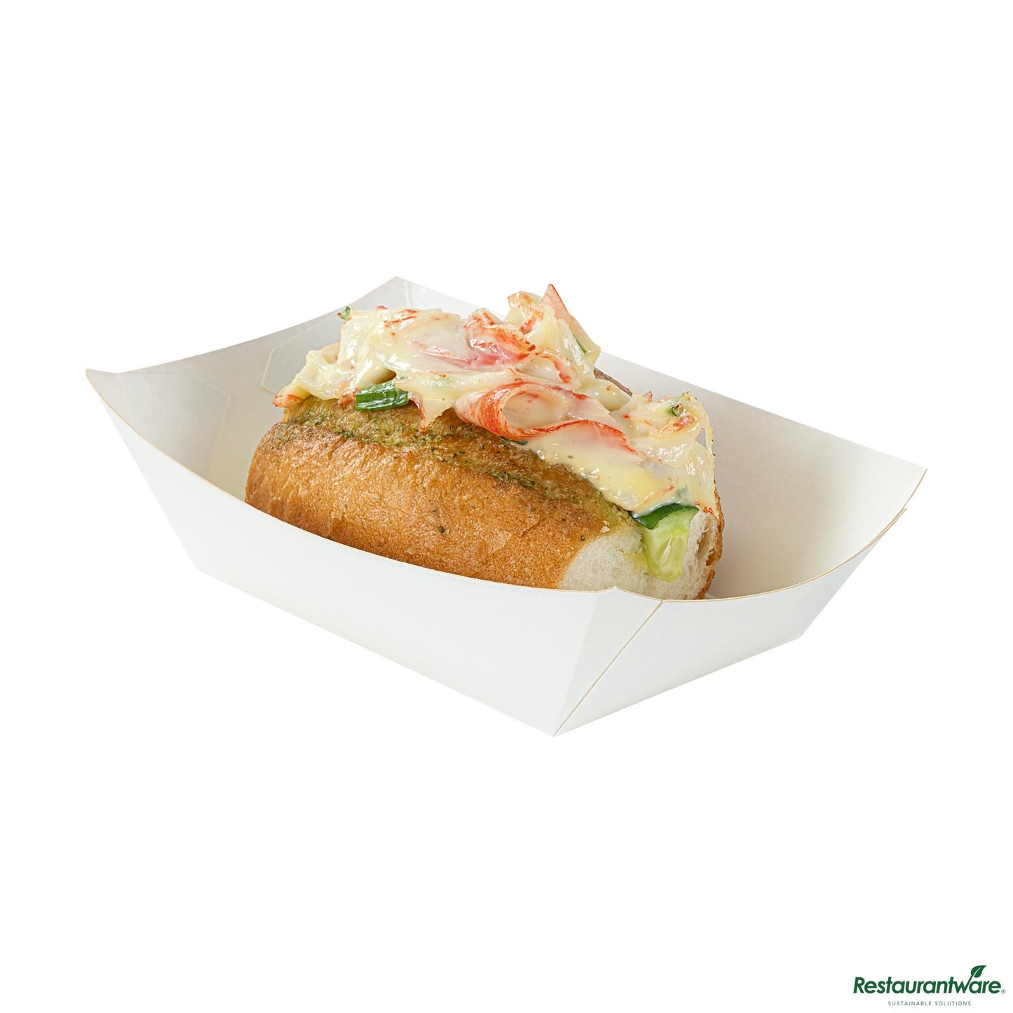 Restaurantware Bio Tek 1/2 Lb White Paper #50 Boat - 4 1/4" X 2 3/4" X 1 1/2"