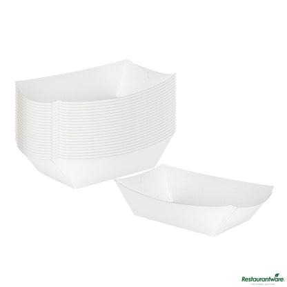 Restaurantware Bio Tek 1/2 Lb White Paper #50 Boat - 4 1/4" X 2 3/4" X 1 1/2"