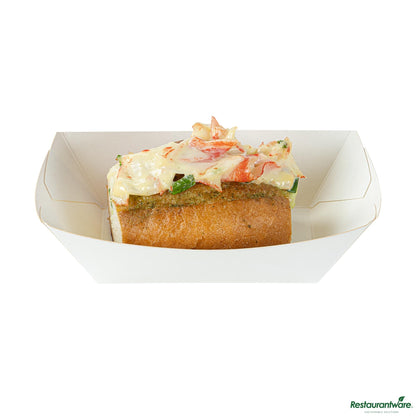 Restaurantware Bio Tek 1/2 Lb White Paper #50 Boat - 4 1/4" X 2 3/4" X 1 1/2"