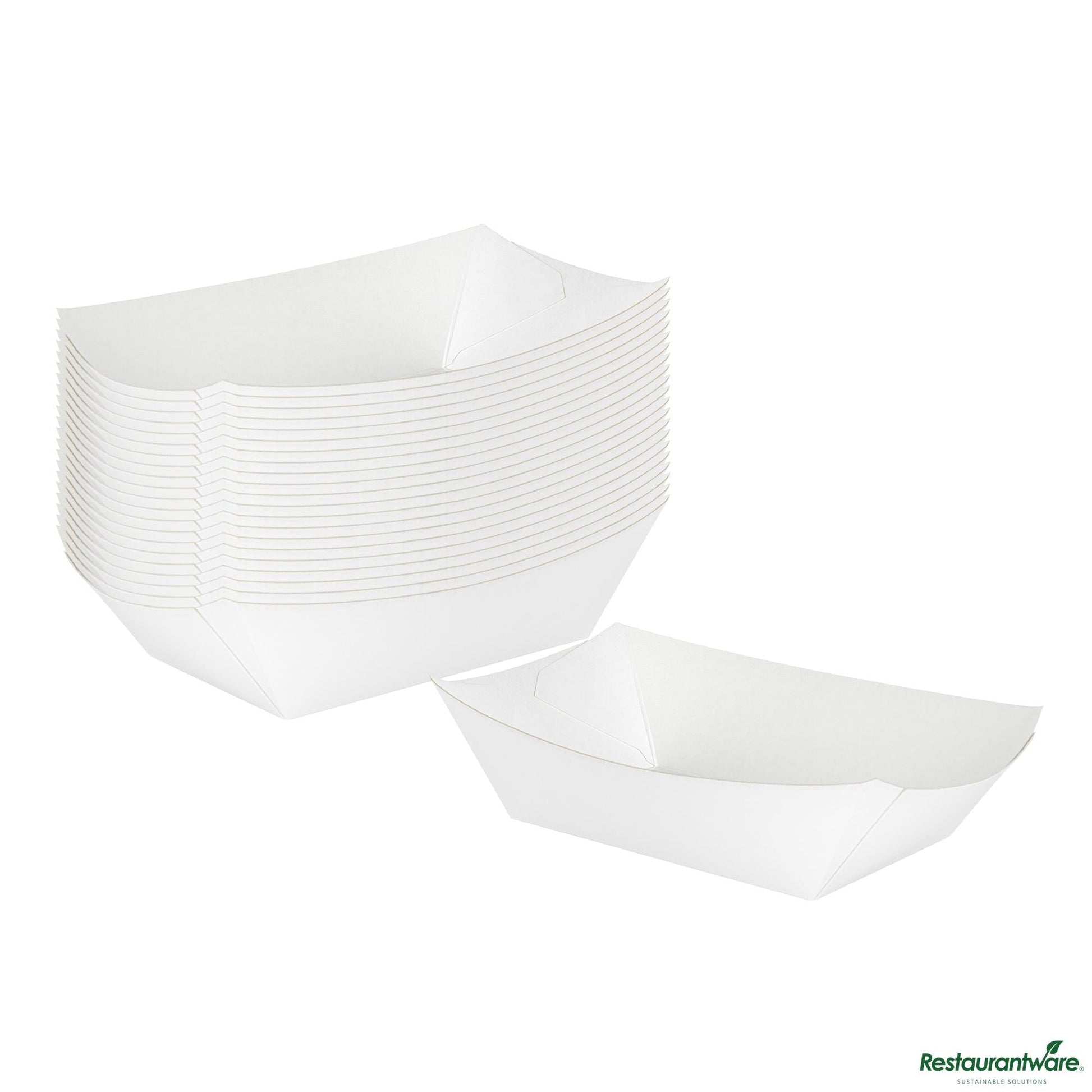 Wholesale Restaurantware Bio Tek 1/2 Lb White Paper #50 Boat - 4 1/4" X 2 3/4" X 1 1/2"- Bulk