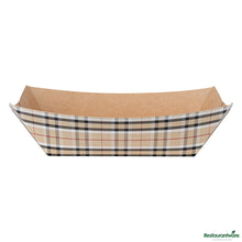 Wholesale Restaurantware Bio Tek 1 Lb Plaid Paper #100 Boat - 5 1/2" X 3 1/2" X 2"- Bulk