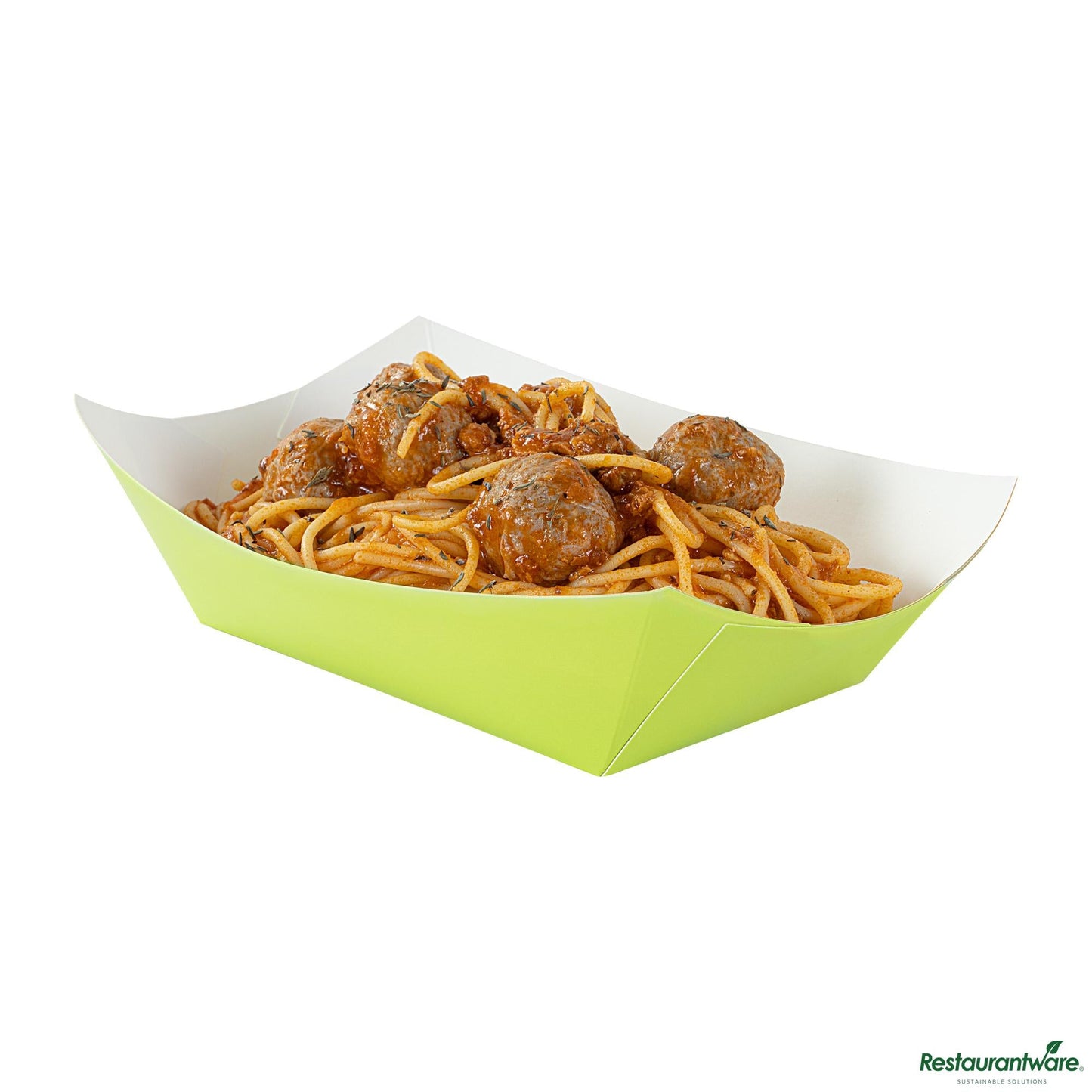Wholesale Restaurantware Bio Tek 1 Lb Eco Green Paper #100 Boat - 5 1/2" X 3 1/2" X 2"- Bulk