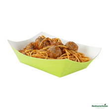Wholesale Restaurantware Bio Tek 1 Lb Eco Green Paper #100 Boat - 5 1/2" X 3 1/2" X 2"- Bulk