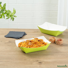 Wholesale Restaurantware Bio Tek 1 Lb Eco Green Paper #100 Boat - 5 1/2" X 3 1/2" X 2"- Bulk
