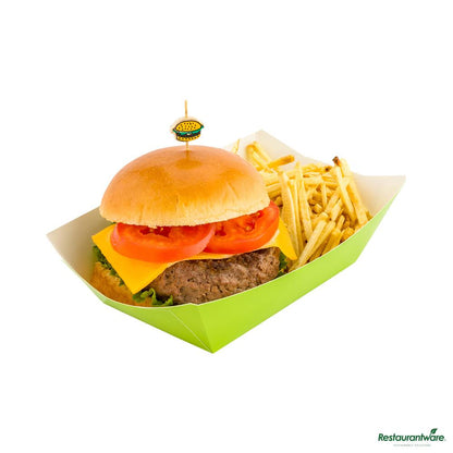 Wholesale Restaurantware Bio Tek 1 Lb Eco Green Paper #100 Boat - 5 1/2" X 3 1/2" X 2"- Bulk