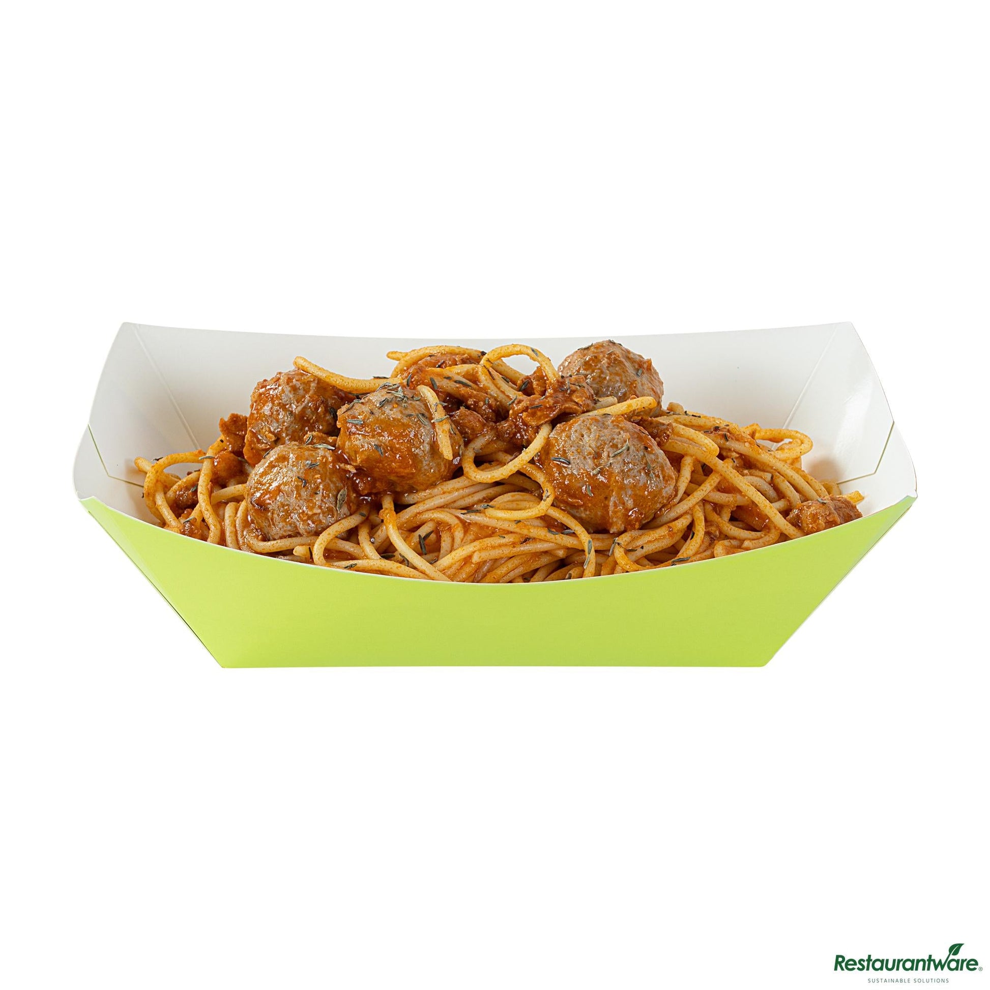 Wholesale Restaurantware Bio Tek 1 Lb Eco Green Paper #100 Boat - 5 1/2" X 3 1/2" X 2"- Bulk