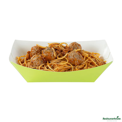Wholesale Restaurantware Bio Tek 1 Lb Eco Green Paper #100 Boat - 5 1/2" X 3 1/2" X 2"- Bulk