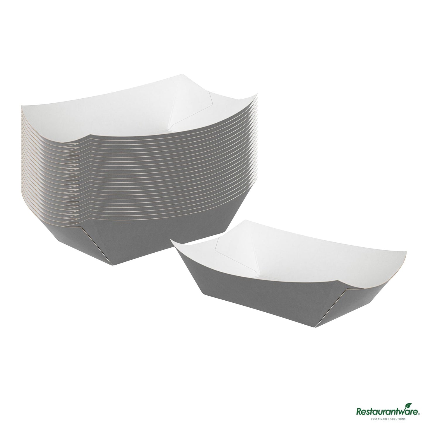 Wholesale Restaurantware Bio Tek 1 Lb Gray Paper #100 Boat - 5 1/2" X 3 1/2" X 2"- Bulk