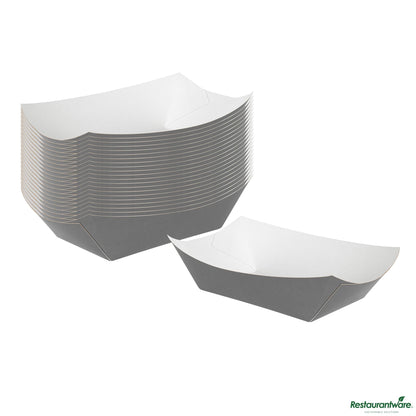 Wholesale Restaurantware Bio Tek 1 Lb Gray Paper #100 Boat - 5 1/2" X 3 1/2" X 2"- Bulk