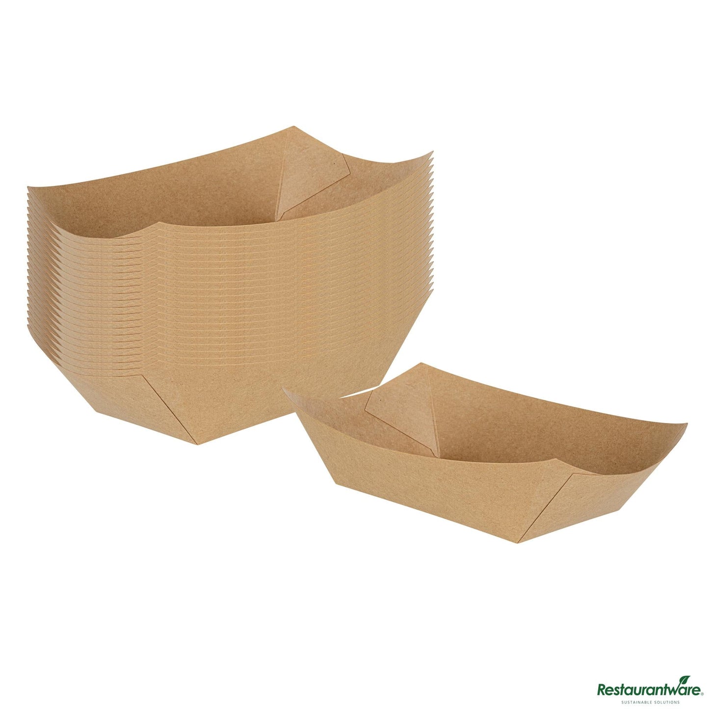 Restaurantware Bio Tek 1 Lb Kraft Paper #100 Boat - 5 1/2" X 3 1/2" X 2"