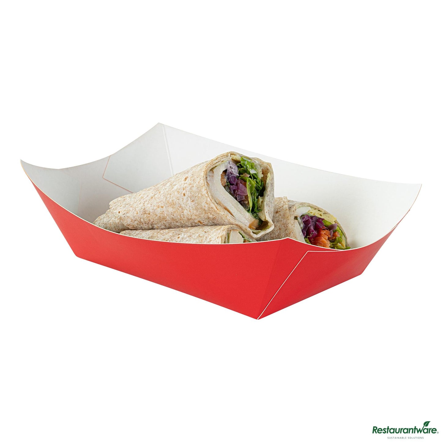Wholesale Restaurantware Bio Tek 1 Lb Red Paper #100 Boat - 5 1/2" X 3 1/2" X 2"- Bulk