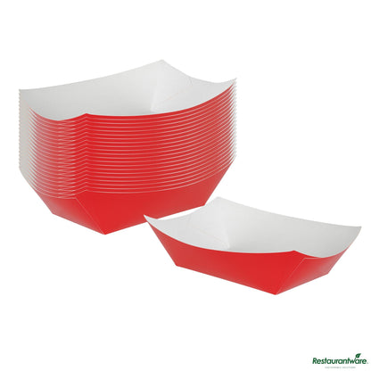 Wholesale Restaurantware Bio Tek 1 Lb Red Paper #100 Boat - 5 1/2" X 3 1/2" X 2"- Bulk