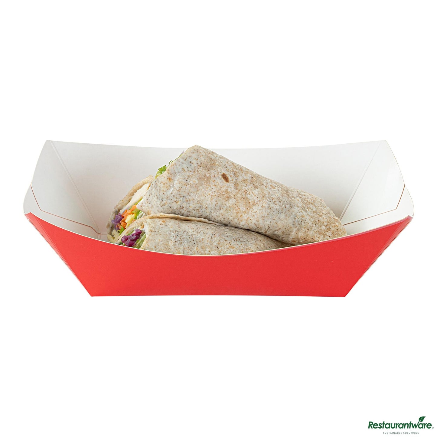Wholesale Restaurantware Bio Tek 1 Lb Red Paper #100 Boat - 5 1/2" X 3 1/2" X 2"- Bulk