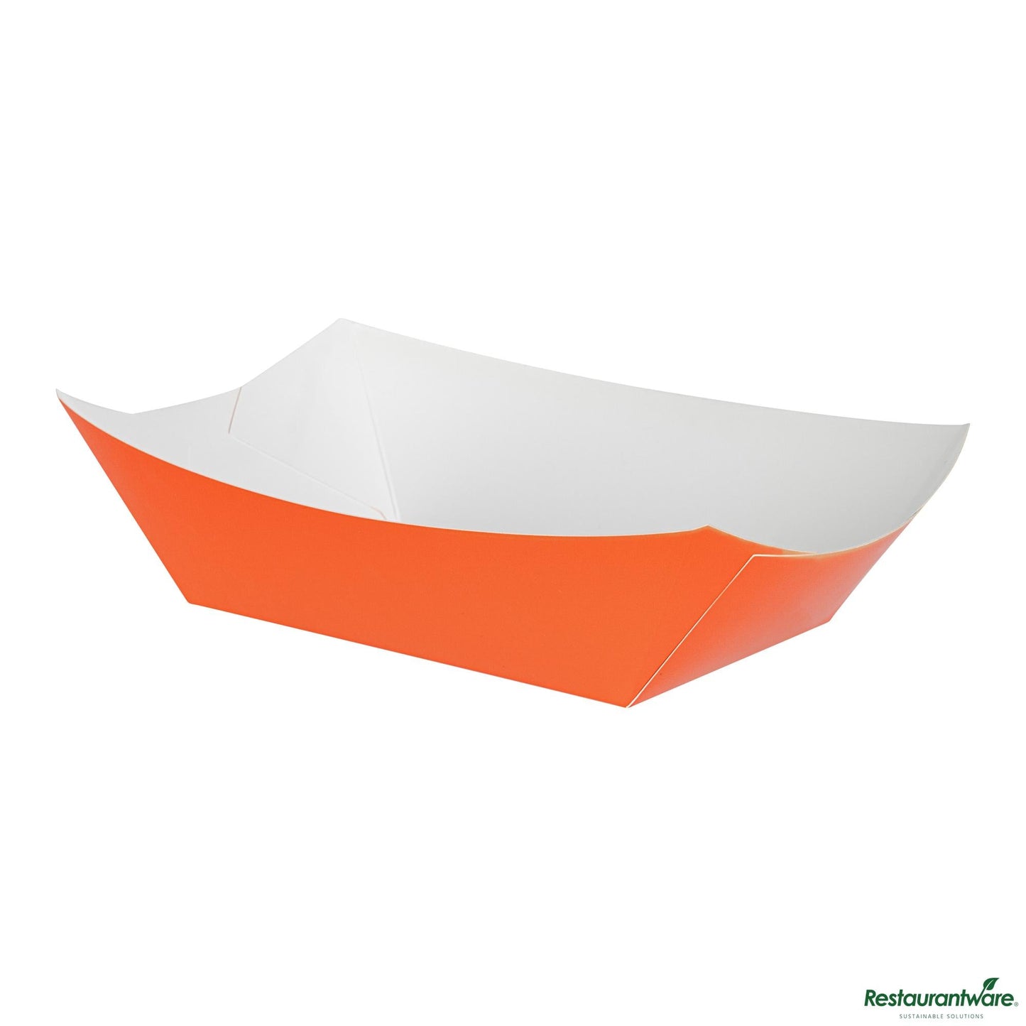 Restaurantware Bio Tek 1 Lb Tangerine Orange Paper #100 Boat - 5 1/2" X 3 1/2" X 2"