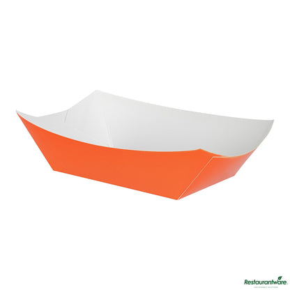 Restaurantware Bio Tek 1 Lb Tangerine Orange Paper #100 Boat - 5 1/2" X 3 1/2" X 2"
