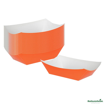 Restaurantware Bio Tek 1 Lb Tangerine Orange Paper #100 Boat - 5 1/2" X 3 1/2" X 2"