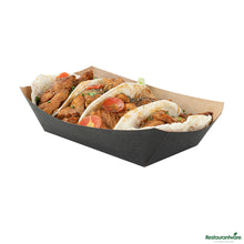 Wholesale Restaurantware Bio Tek 2 Lb Black Paper #200 Boat - 6 1/2" X 3 3/4" X 2 1/4"- Bulk