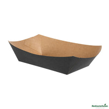 Wholesale Restaurantware Bio Tek 2 Lb Black Paper #200 Boat - 6 1/2" X 3 3/4" X 2 1/4"- Bulk