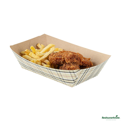 Wholesale Restaurantware Bio Tek 2 Lb Plaid Paper #200 Boat - 6 1/2" X 3 3/4" X 2 1/4"- Bulk