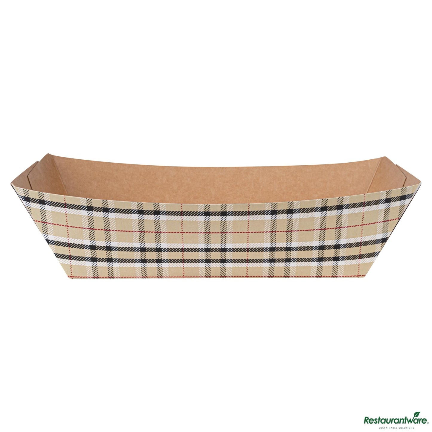 Wholesale Restaurantware Bio Tek 2 Lb Plaid Paper #200 Boat - 6 1/2" X 3 3/4" X 2 1/4"- Bulk