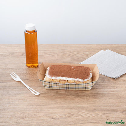 Wholesale Restaurantware Bio Tek 2 Lb Plaid Paper #200 Boat - 6 1/2" X 3 3/4" X 2 1/4"- Bulk