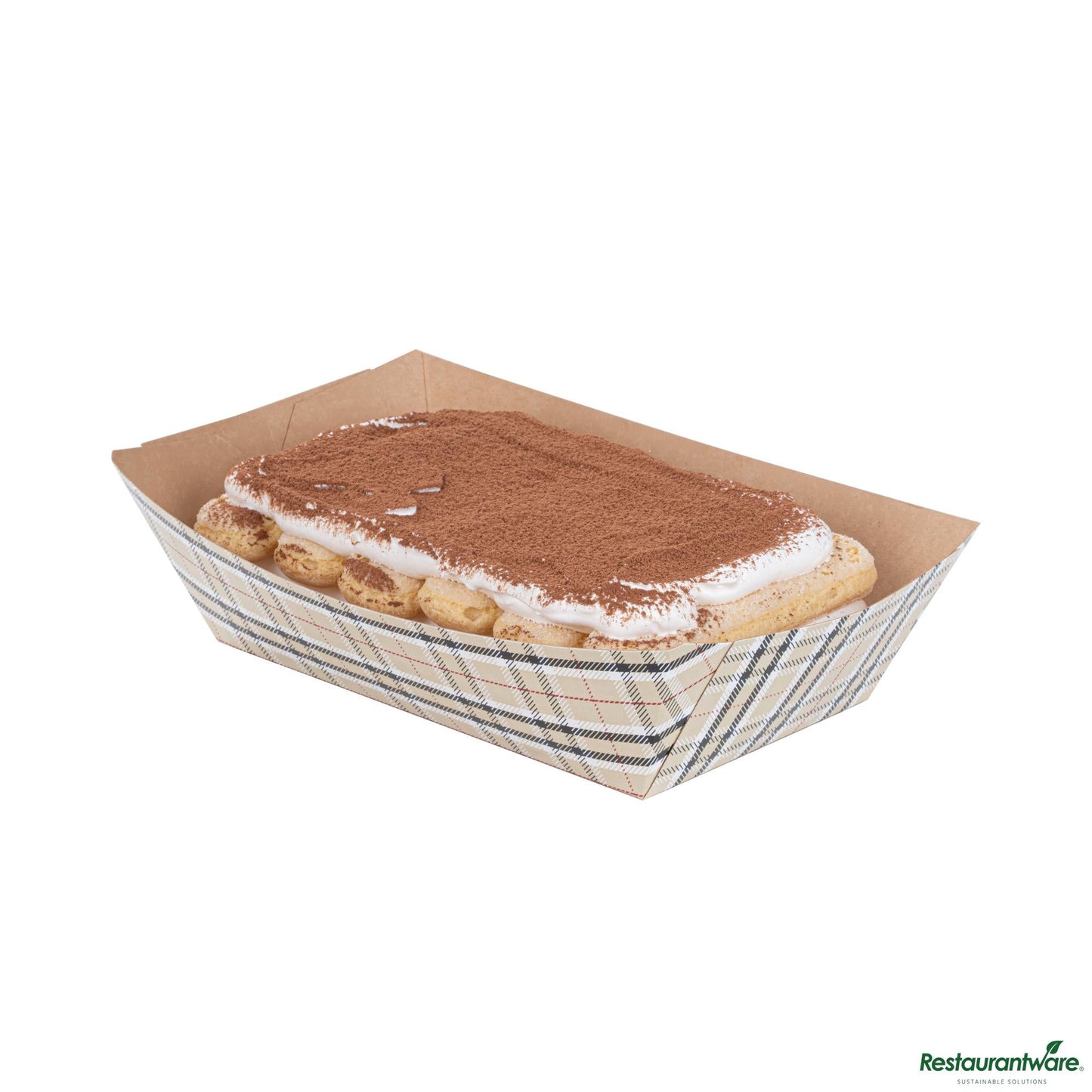 Wholesale Restaurantware Bio Tek 2 Lb Plaid Paper #200 Boat - 6 1/2" X 3 3/4" X 2 1/4"- Bulk