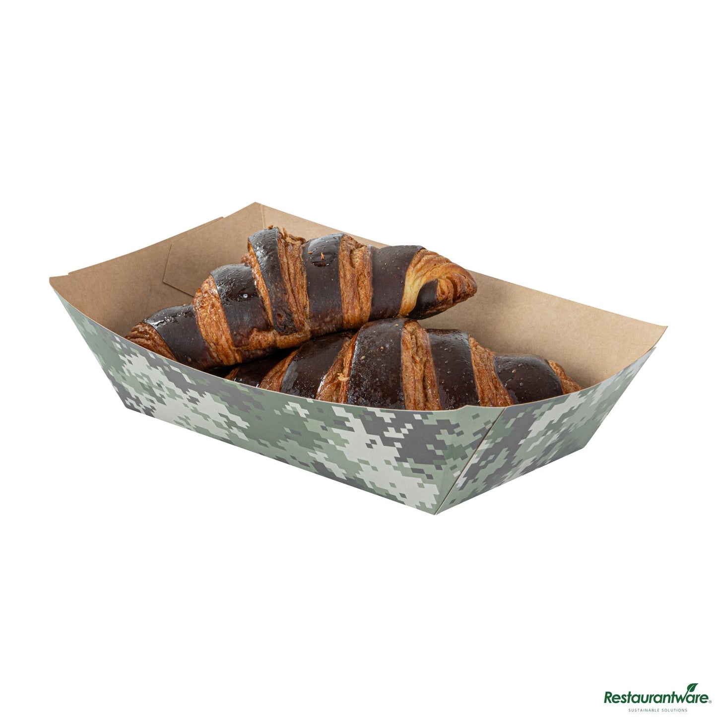 Restaurantware Bio Tek 2 Lb Camouflage Paper #200 Boat - 6 1/2" X 3 3/4" X 2 1/4"