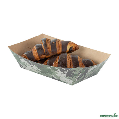 Restaurantware Bio Tek 2 Lb Camouflage Paper #200 Boat - 6 1/2" X 3 3/4" X 2 1/4"