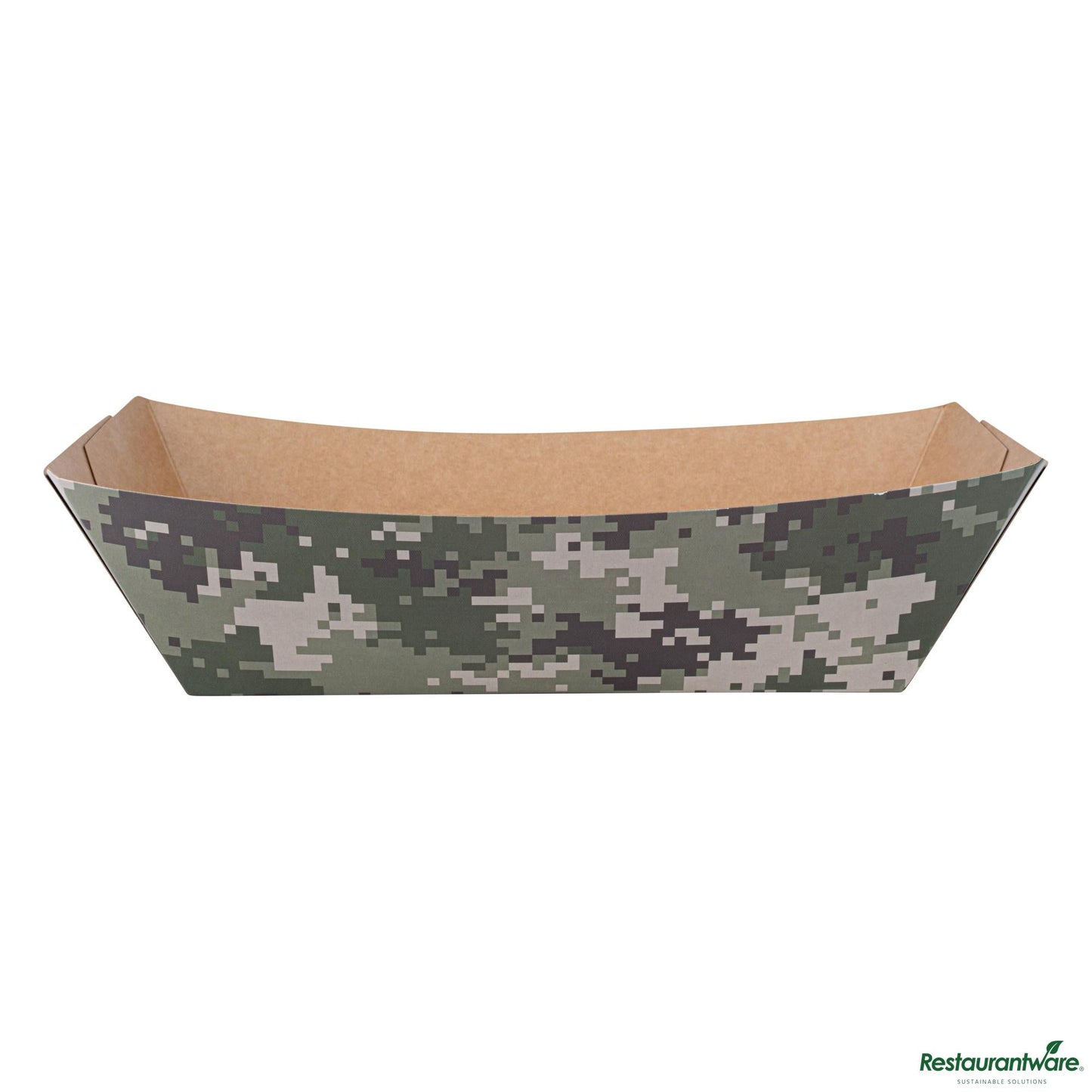 Restaurantware Bio Tek 2 Lb Camouflage Paper #200 Boat - 6 1/2" X 3 3/4" X 2 1/4"