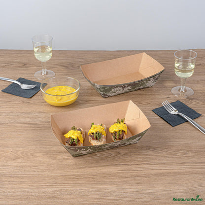 Restaurantware Bio Tek 2 Lb Camouflage Paper #200 Boat - 6 1/2" X 3 3/4" X 2 1/4"