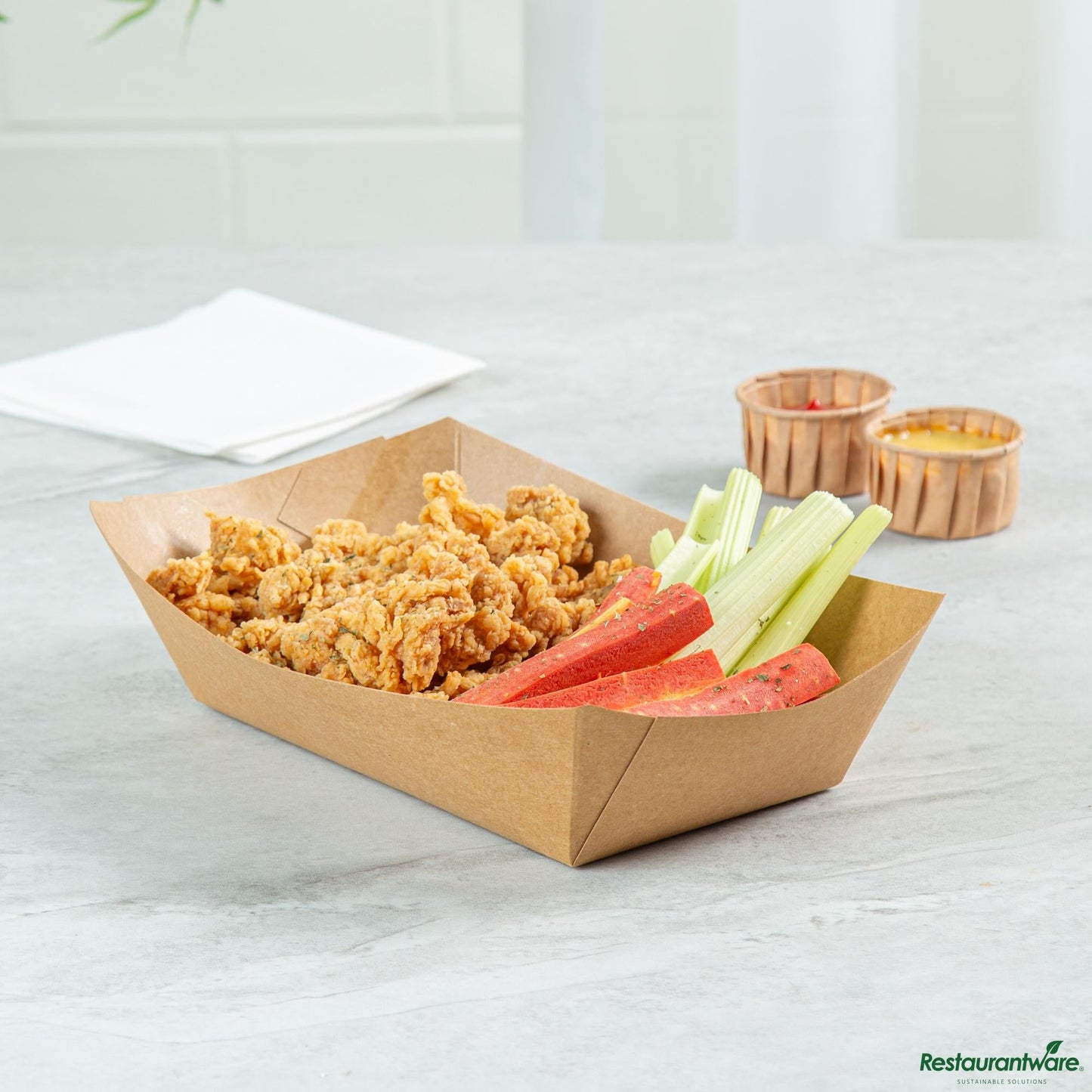 Wholesale Restaurantware Bio Tek 2 Lb Kraft Paper #200 Boat - 6 1/2" X 3 3/4" X 2 1/4"- Bulk