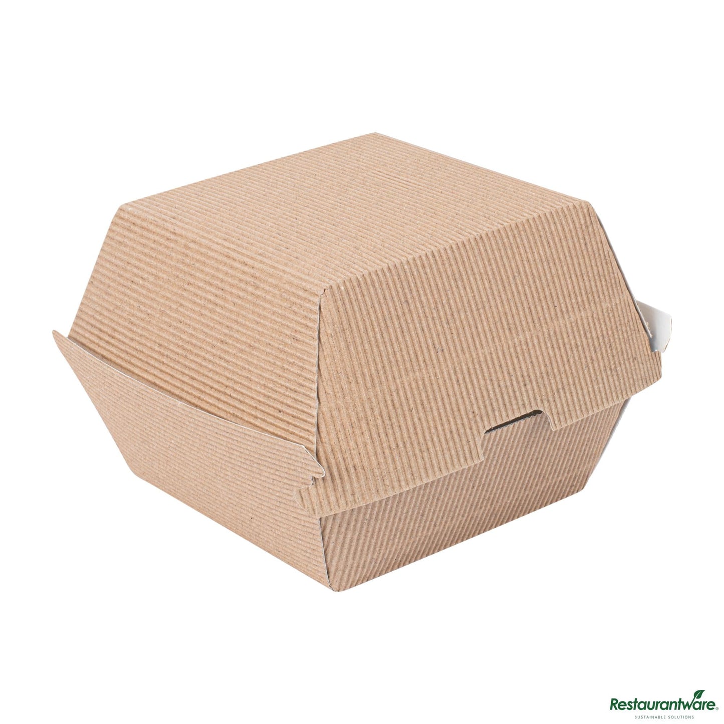 Wholesale Restaurantware Kraft Paper Burger Box - Ripple Wall - 4" X 4" X 3 3/4"- Bulk