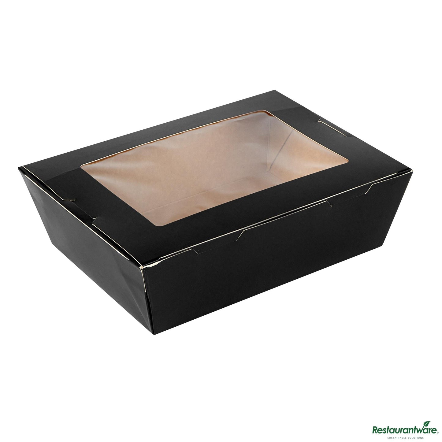 Wholesale Restaurantware Cafe Vision 71 Oz Black Paper Large Take Out Container - Hinge Lock - 8 3/4" X 6 1/2" X 2 1/2"- Bulk