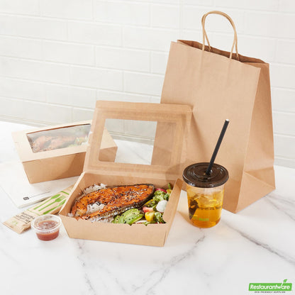Restaurantware 71 Oz Kraft Paper Large Take Out Container - Hinge Lock