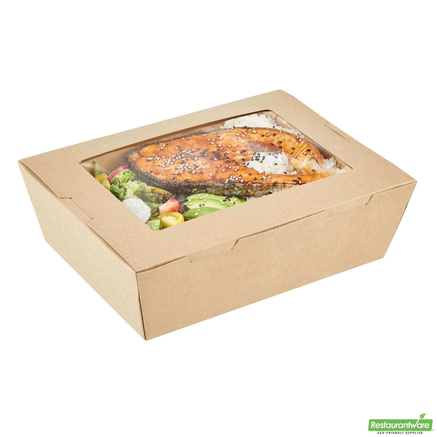 Restaurantware 71 Oz Kraft Paper Large Take Out Container - Hinge Lock