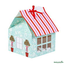 Wholesale Restaurantware Pastry Tek Pink and Blue Paper Petite House Cupcake Window Gift Box - Fits 4 - 6" X 6" X 7 3/4"- Bulk