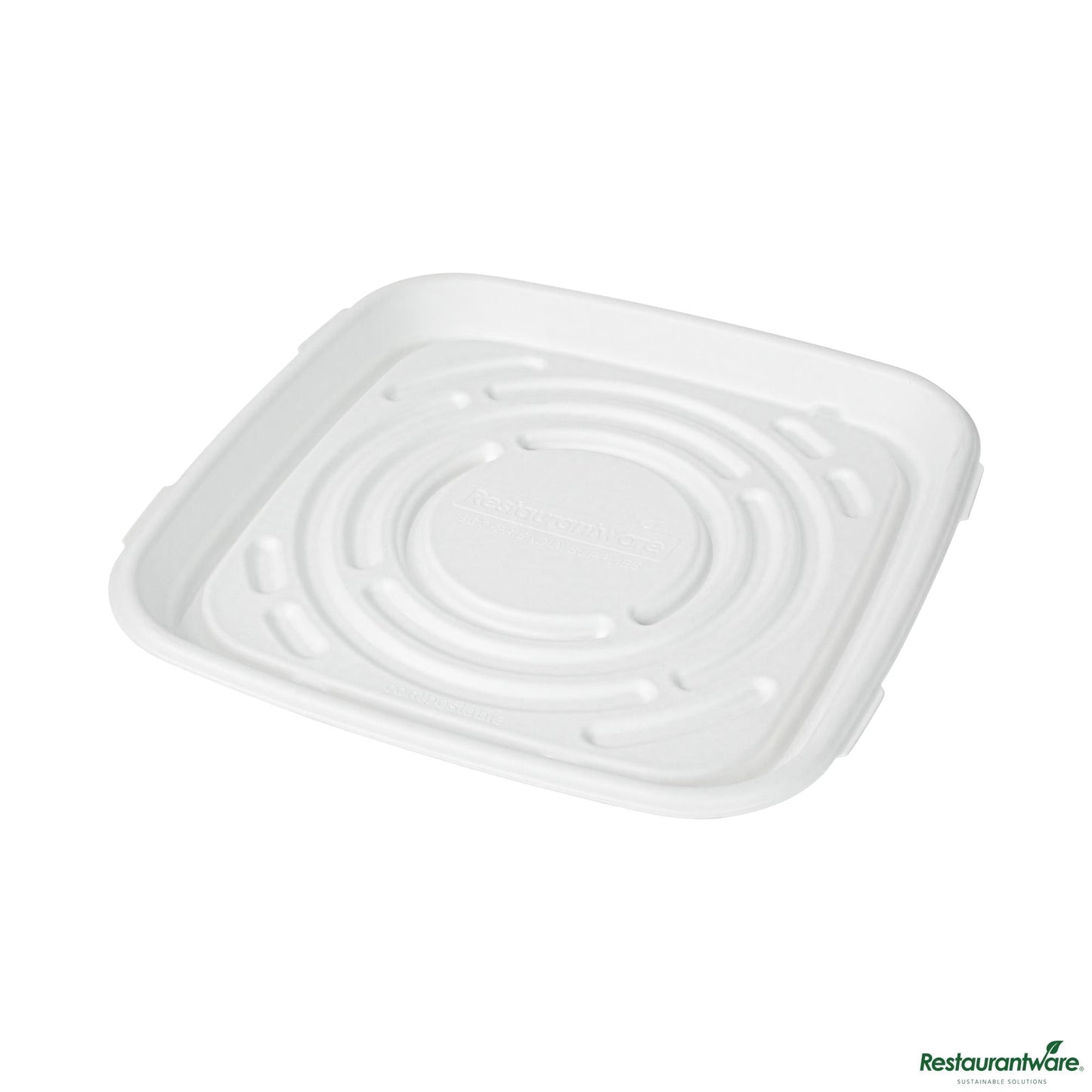 Wholesale Restaurantware Pulp Safe No Pfas Added Square White Sugarcane / Bagasse Tray - Home Compostable - 12" X 12"- Bulk