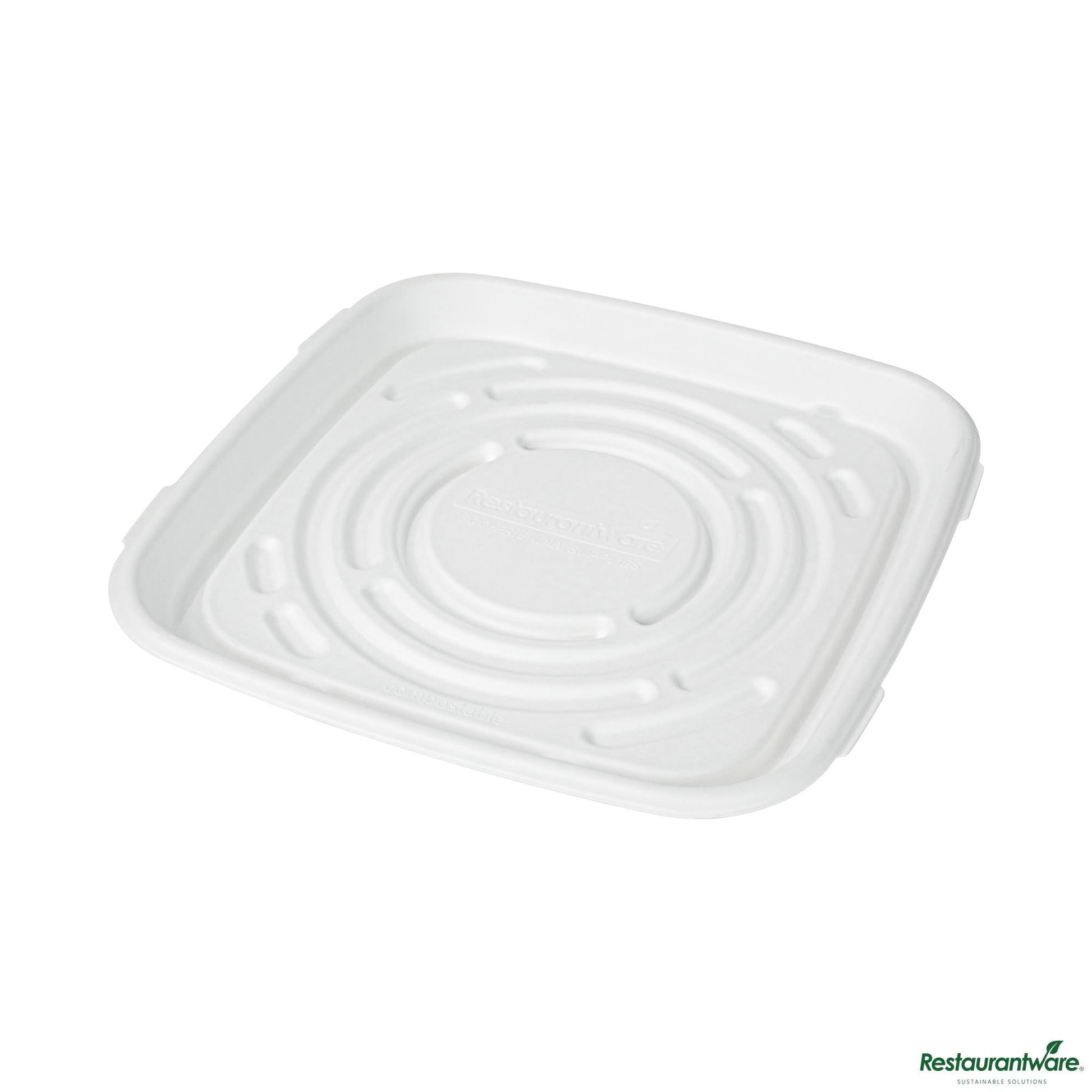 Wholesale Restaurantware Pulp Safe No Pfas Added Square White Sugarcane / Bagasse Tray - Home Compostable - 12" X 12"- Bulk