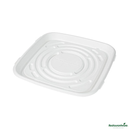Wholesale Restaurantware Pulp Safe No Pfas Added Square White Sugarcane / Bagasse Tray - Home Compostable - 12" X 12"- Bulk