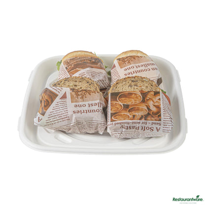 Wholesale Restaurantware Pulp Safe No Pfas Added Square White Sugarcane / Bagasse Tray - Home Compostable - 12" X 12"- Bulk