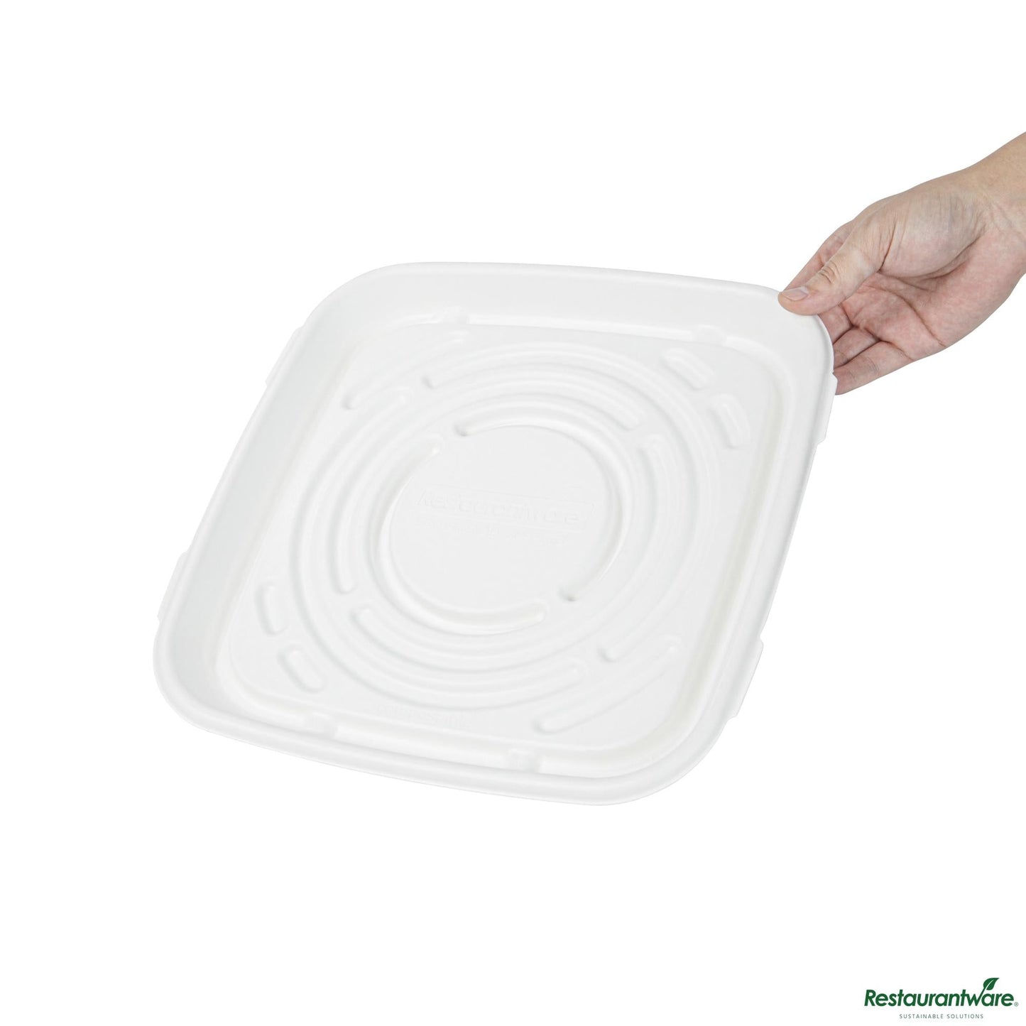 Wholesale Restaurantware Pulp Safe No Pfas Added Square White Sugarcane / Bagasse Tray - Home Compostable - 12" X 12"- Bulk