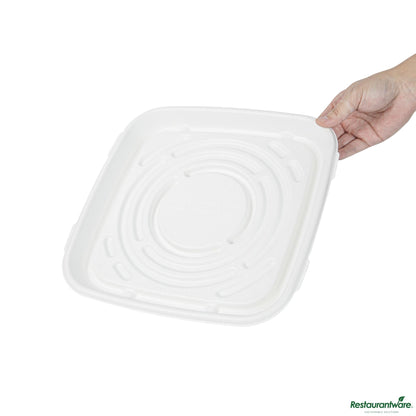 Wholesale Restaurantware Pulp Safe No Pfas Added Square White Sugarcane / Bagasse Tray - Home Compostable - 12" X 12"- Bulk