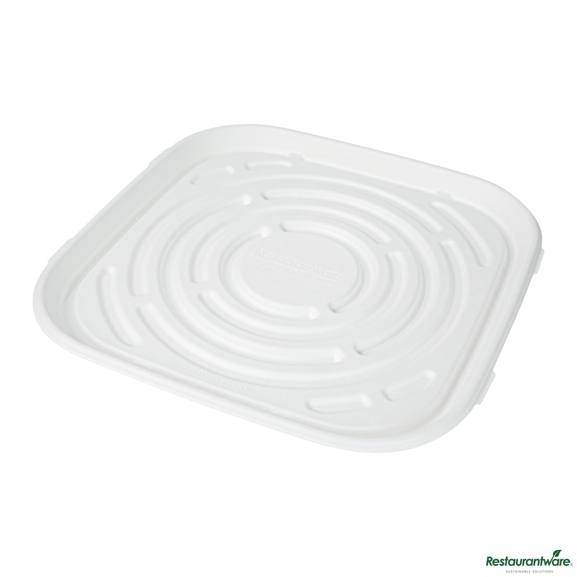 Wholesale Restaurantware Pulp Safe No Pfas Added Square White Sugarcane / Bagasse Tray - Home Compostable - 16" X 16"- Bulk