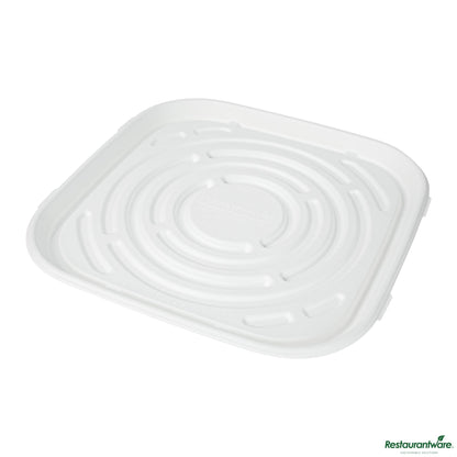 Wholesale Restaurantware Pulp Safe No Pfas Added Square White Sugarcane / Bagasse Tray - Home Compostable - 16" X 16"- Bulk