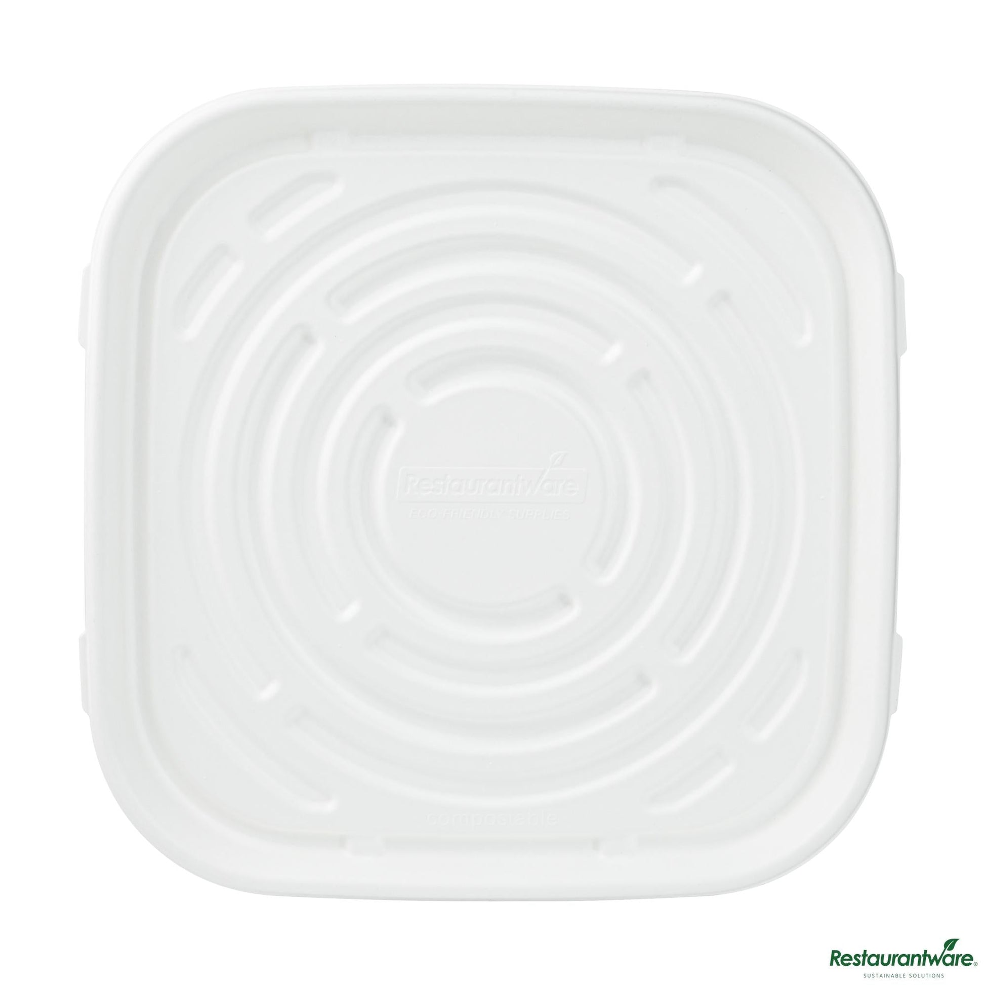 Wholesale Restaurantware Pulp Safe No Pfas Added Square White Sugarcane / Bagasse Tray - Home Compostable - 16" X 16"- Bulk